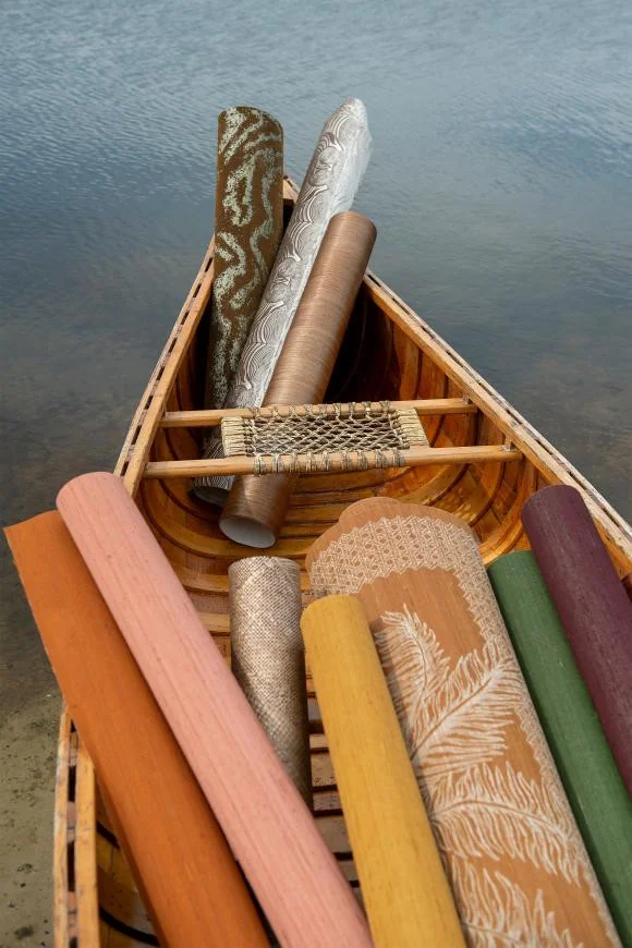 A selection of textured and patterned Arte wallcovering rolls