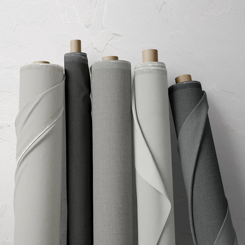 Coordinated neutral textile rolls from the Unique Fine Fabrics Altitude collection